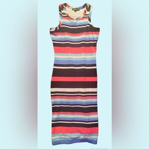 Derek heart summer striped bodycon midi dress juniors sz L pink blue white